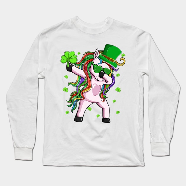 Dabbing Lepricorn Irish Unicorn St Patricks Day Long Sleeve T-Shirt by Macy XenomorphQueen